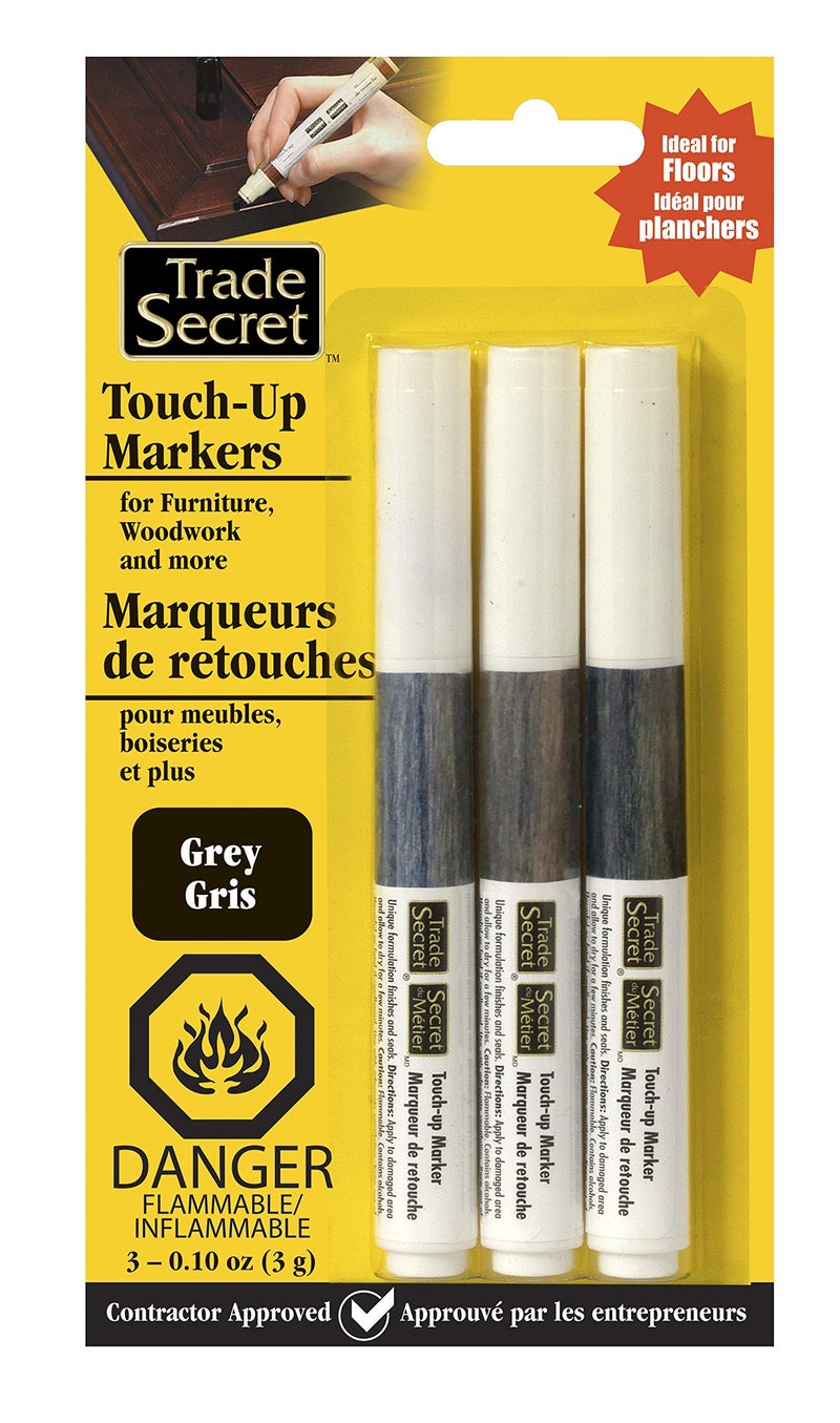 Trade Secret Trio Touch-Up Furniture Repair Markers (Grey Trends), Covers Nicks and Scratches, Floors, Cabinets, Tables - Image 1